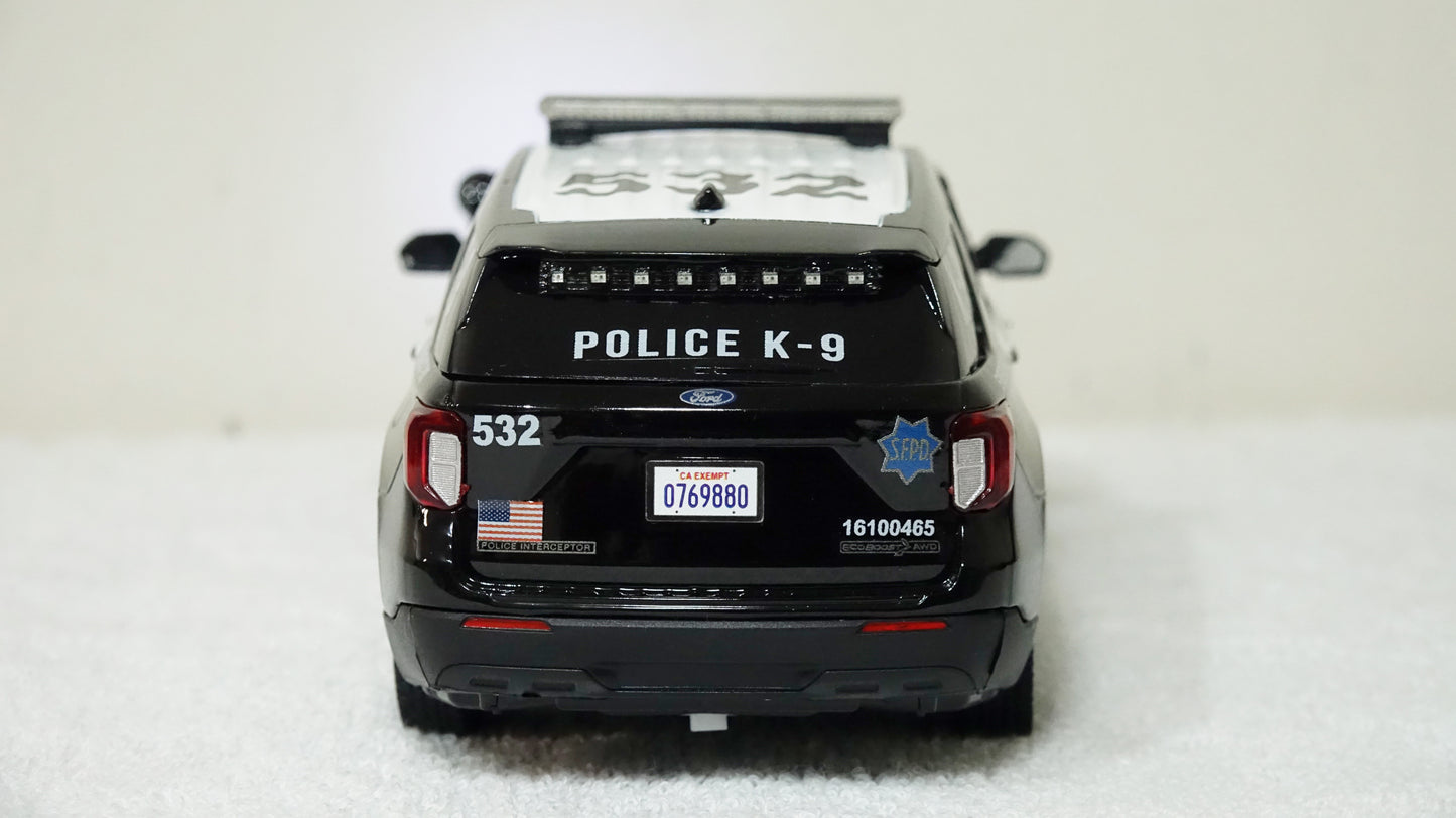 1/24 scale San Francisco Police K-9 unit 2022 Ford Explorer with custom added lights and siren. !!FREE SHIPPING!!