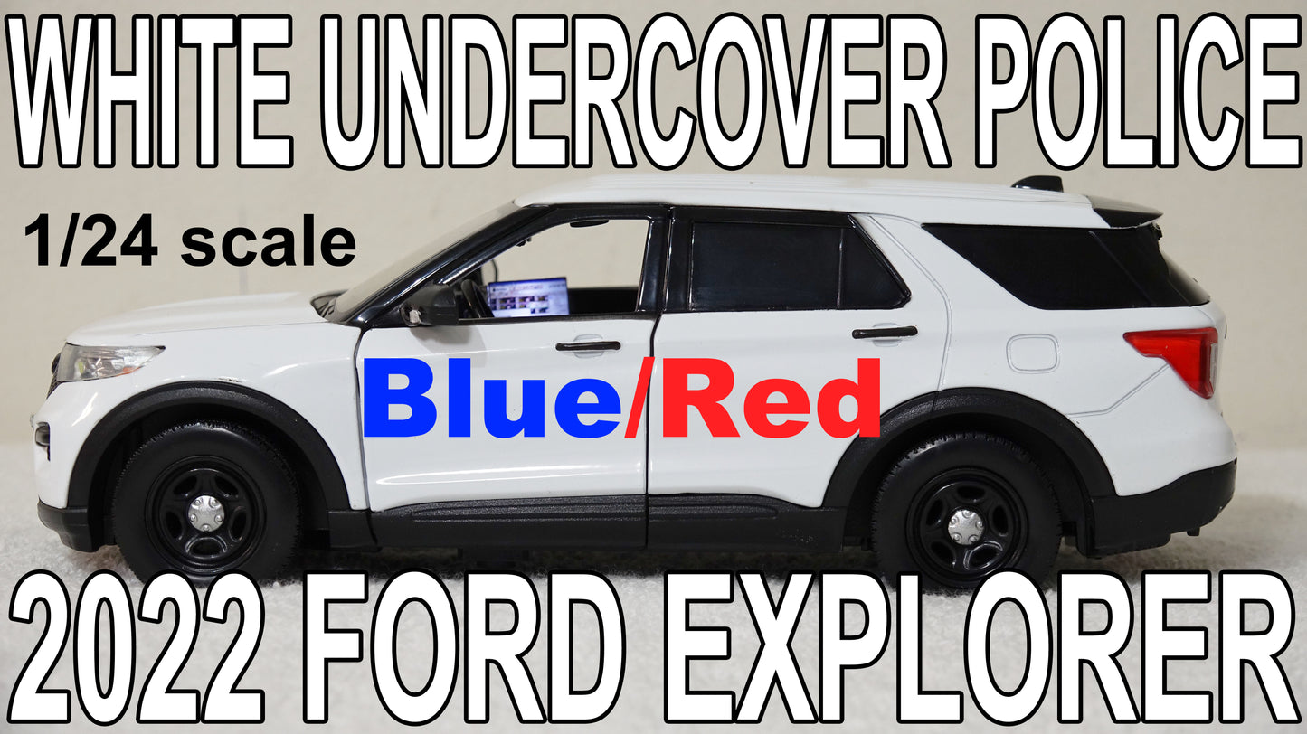 1/24 scale White Undercover Police 2022 Ford Explorer with custom added lights and siren. !!FREE SHIPPING!!