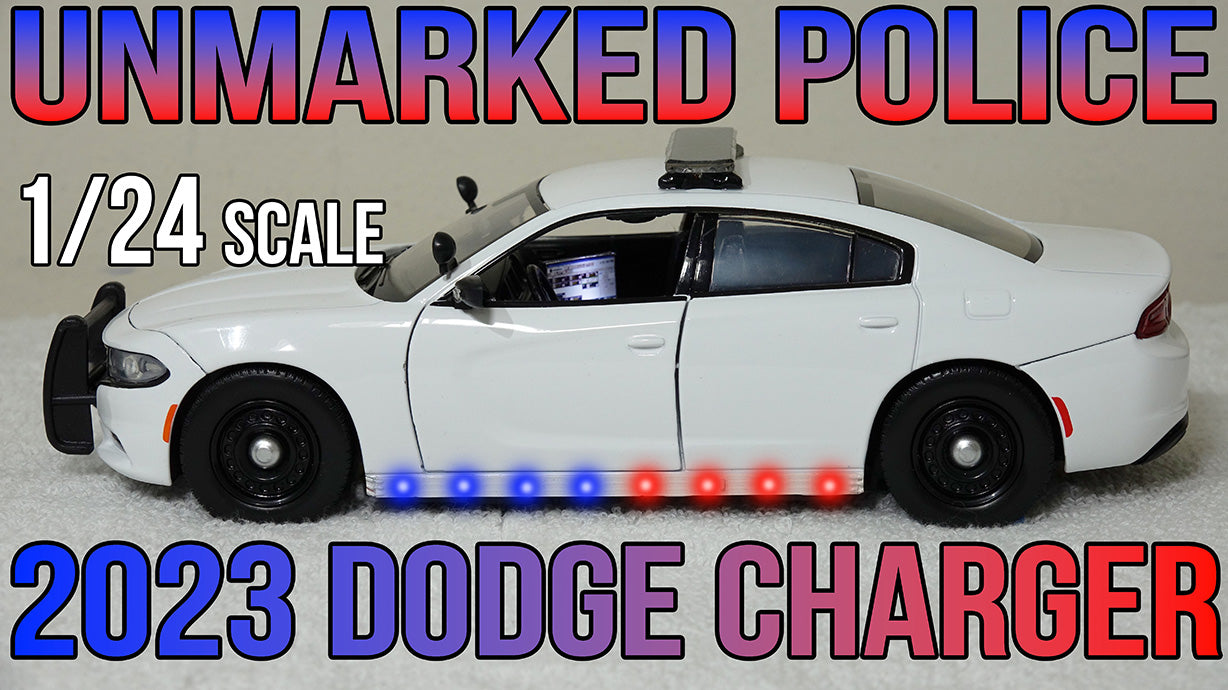 1/24 scale Unmarked Police White 2023 Dodge Charger with custom added lights and siren. FREE SHIPPING!!