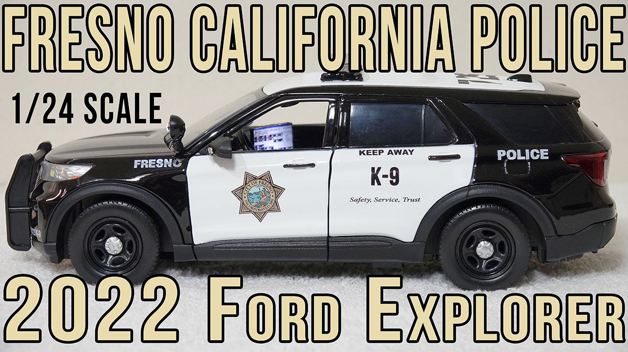 1/24 scale Fresno Police K-9 unit 2022 Ford Explorer with custom added lights and siren. !!FREE SHIPPING!!