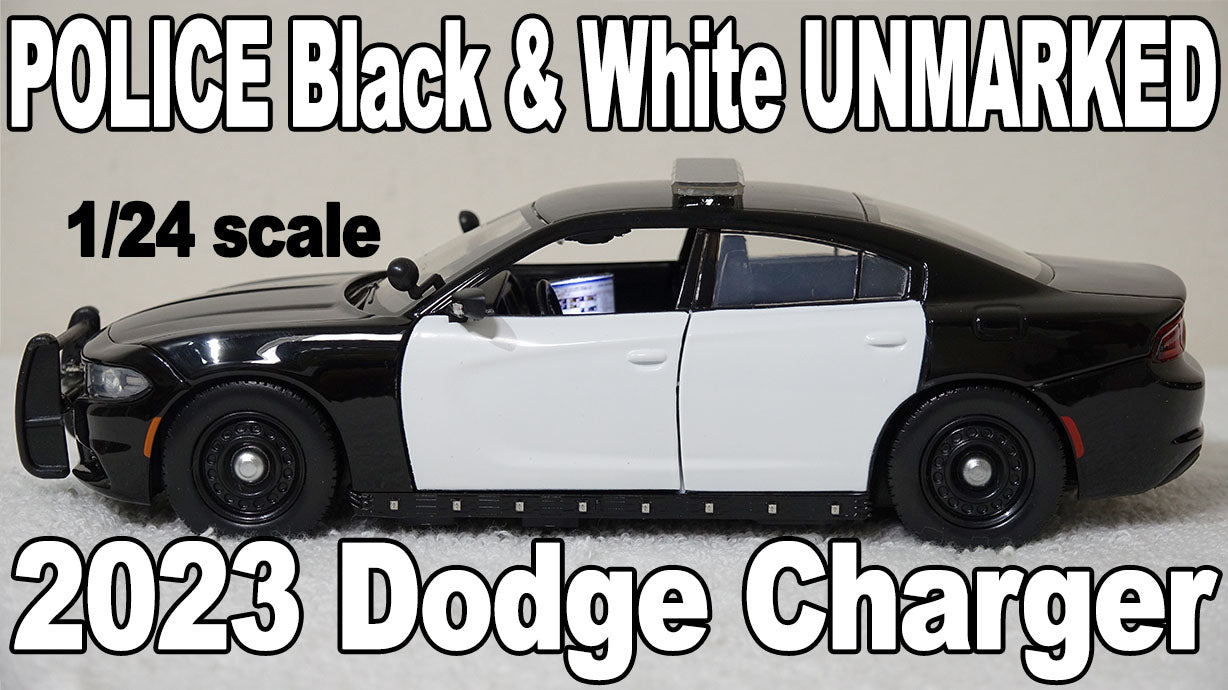 1/24 scale Unmarked Police Black & White 2023 Dodge Charger with custom added lights and siren. FREE SHIPPING!!