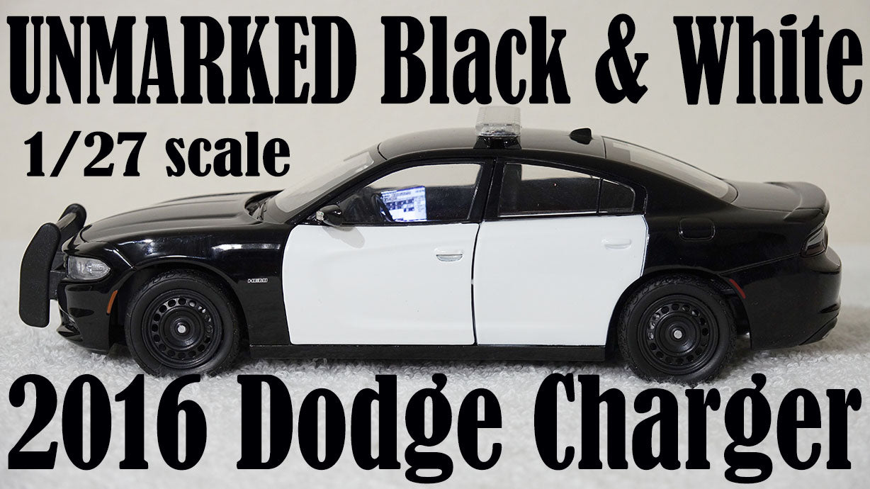1/27 scale Unmarked Police Black & White 2016 Dodge Charger with custom added lights. FREE SHIPPING!!