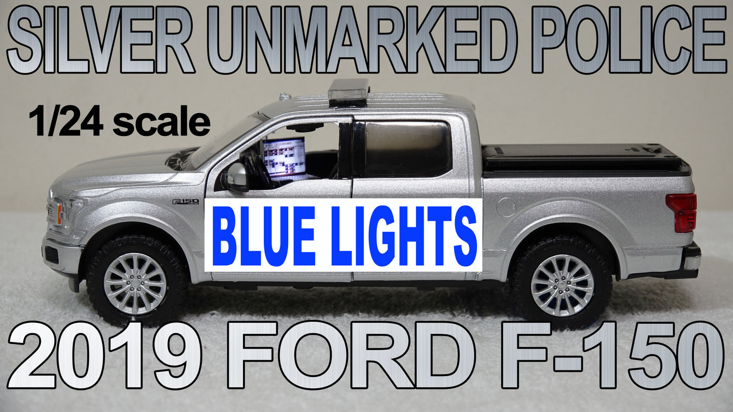 1/24 scale Silver Unmarked Police 2019 Ford F-150 with custom added lights and siren. !!FREE SHIPPING!!