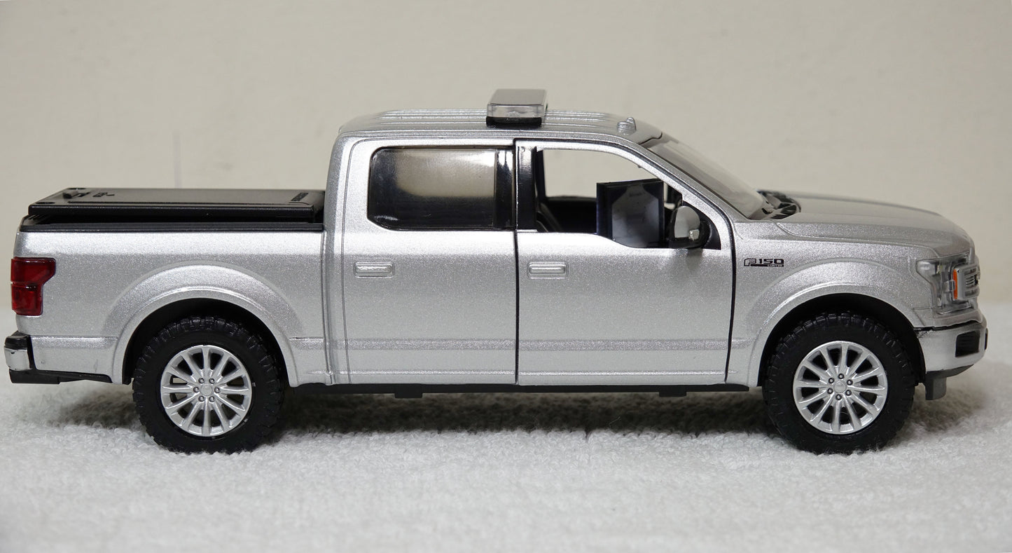 1/24 scale Silver Unmarked Police 2019 Ford F-150 with custom added lights and siren. !!FREE SHIPPING!!