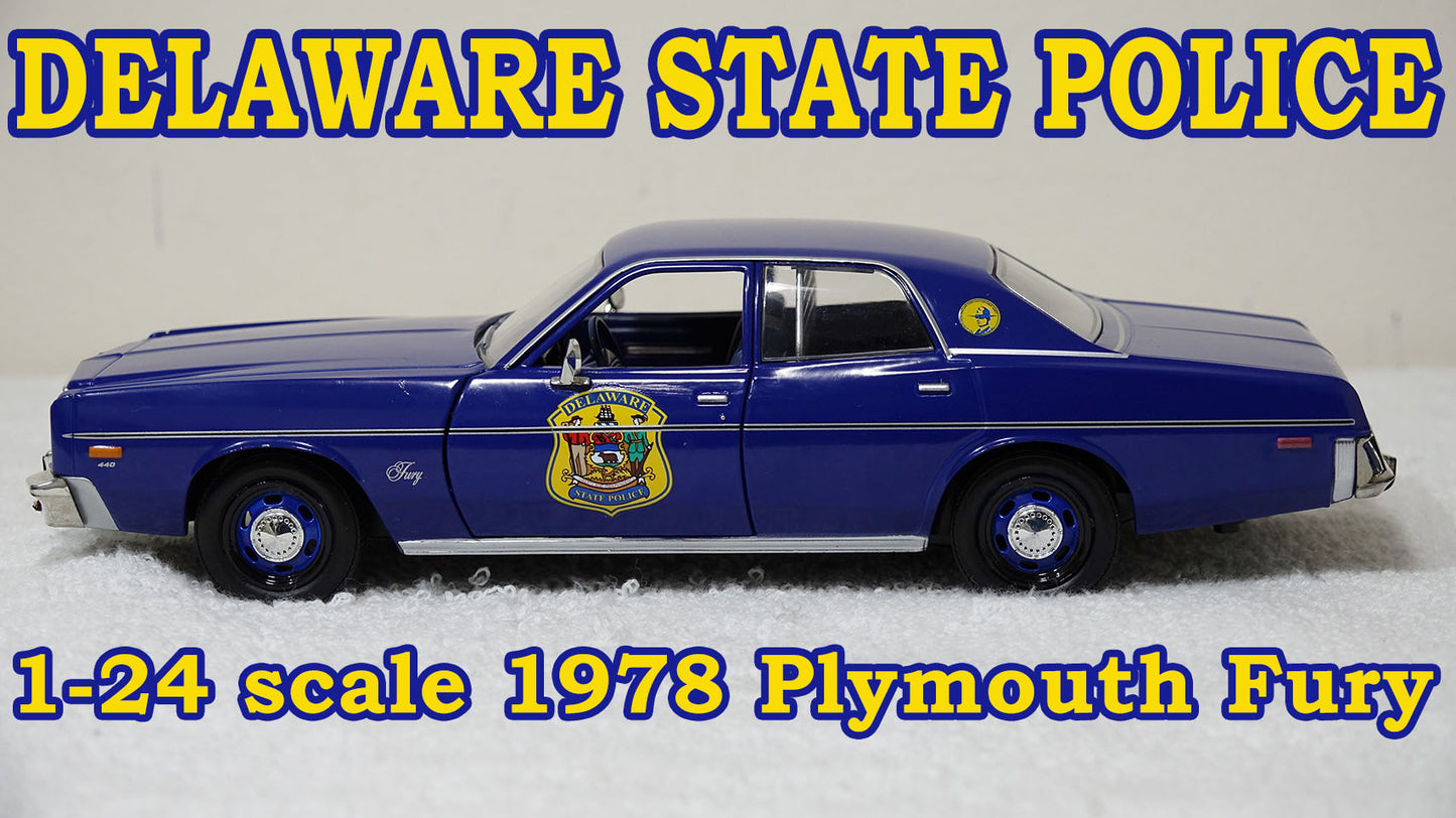 1/24 scale Delaware State Police 1978 Plymouth Fury with custom added Lights and Siren  FREE SHIPPING!!