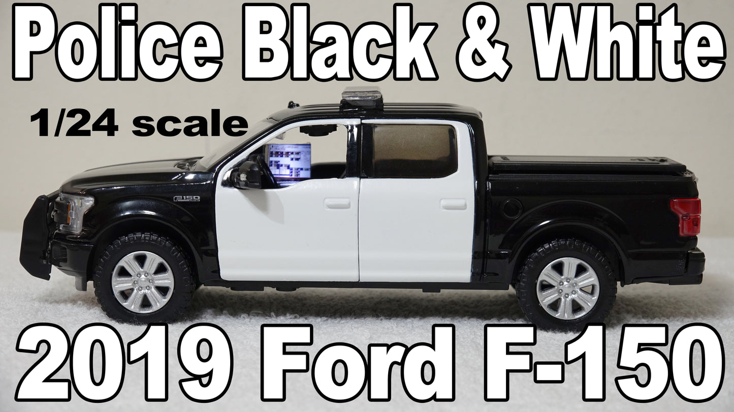1/24 scale Black & White Unmarked Police 2019 Ford F-150 with custom added lights and siren. !!FREE SHIPPING!!