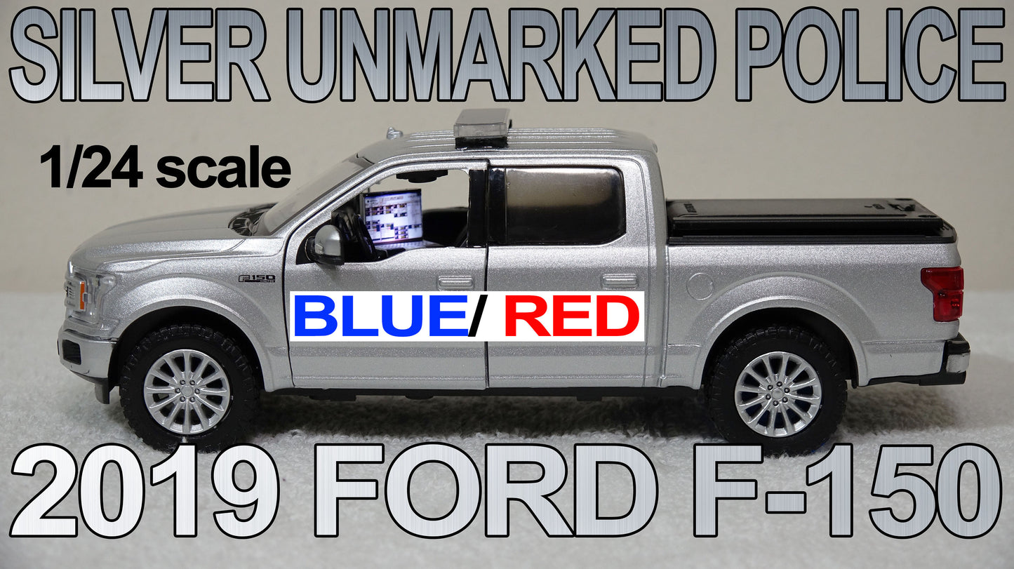 1/24 scale Silver Unmarked Police 2019 Ford F-150 with custom added lights and siren. !!FREE SHIPPING!!