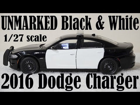 1/27 scale Unmarked Police Black & White 2016 Dodge Charger with custom added lights. FREE SHIPPING!!