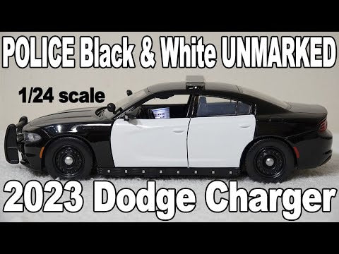 1/24 scale Unmarked Police Black & White 2023 Dodge Charger with custom added lights and siren. FREE SHIPPING!!