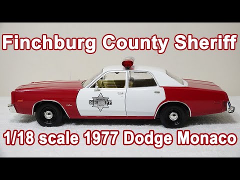 1/18 scale Finchburg County Sheriff 1977 Dodge Monaco with custom added lights and siren. FREE SHIPPINGo