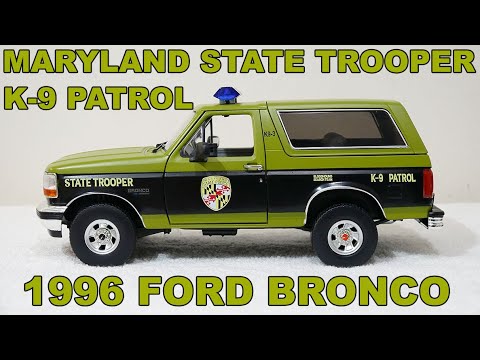 1/18 scale Maryland State Police 1996 Ford Bronco with custom added lights and siren. FREE SHIPPING